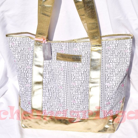 Victoria's Secret SUPER DIVA Gold-Trimmed Tote Bag - Picture 1 of 2